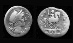 M. Aemilius Lepidus, Denarius, Statue on Triumphal Arch reverse